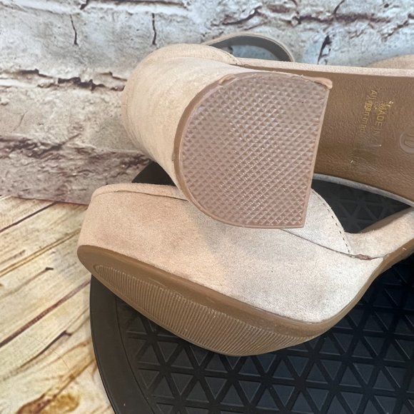 Dream Pairs Tan Open Toe Chucky Adjustable Ankle Buckle Strap Block Heels 10 - Picture 7 of 9